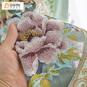 DIHIN HOME Luxury Roral Green Color Embroidered Curtains,Blackout Grommet Window Curtain for Living Room ,52x84-inch,1 Panel Roman Shades Curtains Window Blinds custom curtains blackout curtains curtains for living room sheer curtains curtain fabric linen curtains kitchen curtains velvet curtains pinch pleat curtains bay window curtains outdoor curtains pleated curtains floral curtains dining room curtains kitchen valances drapes for bedroom patio curtains nursery curtains grommet curtains