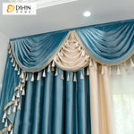 DIHIN HOME Luxury Velvet Fabric Blue and Beige Color Valance,Blackout Curtains Grommet Window Curtain for Living Room ,52x84-inch,1 Panel Roman Shades Curtains Window Blinds custom curtains blackout curtains curtains for living room sheer curtains curtain fabric linen curtains kitchen curtains velvet curtains pinch pleat curtains bay window curtains outdoor curtains pleated curtains floral curtains dining room curtains kitchen valances drapes for bedroom patio curtains nursery curtains grommet curtains