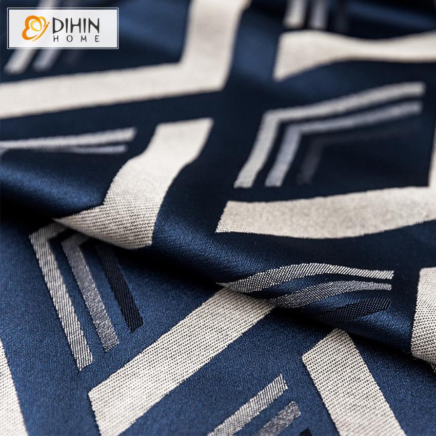 DIHIN HOME Luxury Vintage Blue Abstract Geometric Jacquard Curtain ,Blackout Curtains Grommet Window Curtain for Living Room ,52x63-inch,1 Panel Roman Shades Curtains Window Blinds custom curtains blackout curtains curtains for living room sheer curtains curtain fabric linen curtains kitchen curtains velvet curtains pinch pleat curtains bay window curtains outdoor curtains pleated curtains floral curtains dining room curtains kitchen valances drapes for bedroom patio curtains nursery curtains grommet curtai