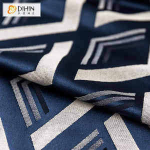 DIHIN HOME Luxury Vintage Blue Abstract Geometric Jacquard Curtain ,Blackout Curtains Grommet Window Curtain for Living Room ,52x63-inch,1 Panel Roman Shades Curtains Window Blinds custom curtains blackout curtains curtains for living room sheer curtains curtain fabric linen curtains kitchen curtains velvet curtains pinch pleat curtains bay window curtains outdoor curtains pleated curtains floral curtains dining room curtains kitchen valances drapes for bedroom patio curtains nursery curtains grommet curtai
