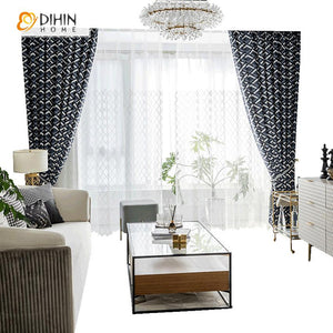 DIHIN HOME Luxury Vintage Blue Abstract Geometric Jacquard Curtain ,Blackout Curtains Grommet Window Curtain for Living Room ,52x63-inch,1 Panel Roman Shades Curtains Window Blinds custom curtains blackout curtains curtains for living room sheer curtains curtain fabric linen curtains kitchen curtains velvet curtains pinch pleat curtains bay window curtains outdoor curtains pleated curtains floral curtains dining room curtains kitchen valances drapes for bedroom patio curtains nursery curtains grommet curtai