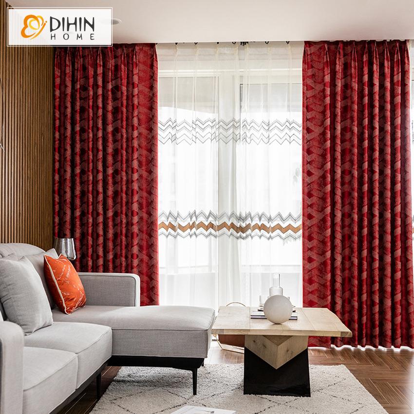 DIHIN HOME Luxury Vintage Red Abstract Geometric Jacquard Curtain ,Blackout Curtains Grommet Window Curtain for Living Room ,52x63-inch,1 Panel Roman Shades Curtains Window Blinds custom curtains blackout curtains curtains for living room sheer curtains curtain fabric linen curtains kitchen curtains velvet curtains pinch pleat curtains bay window curtains outdoor curtains pleated curtains floral curtains dining room curtains kitchen valances drapes for bedroom patio curtains nursery curtains grommet curtain