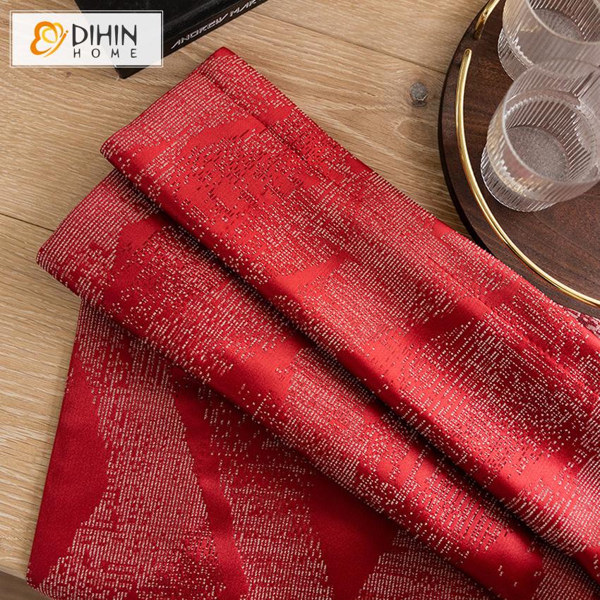 DIHIN HOME Luxury Vintage Red Abstract Geometric Jacquard Curtain ,Blackout Curtains Grommet Window Curtain for Living Room ,52x63-inch,1 Panel Roman Shades Curtains Window Blinds custom curtains blackout curtains curtains for living room sheer curtains curtain fabric linen curtains kitchen curtains velvet curtains pinch pleat curtains bay window curtains outdoor curtains pleated curtains floral curtains dining room curtains kitchen valances drapes for bedroom patio curtains nursery curtains grommet curtain