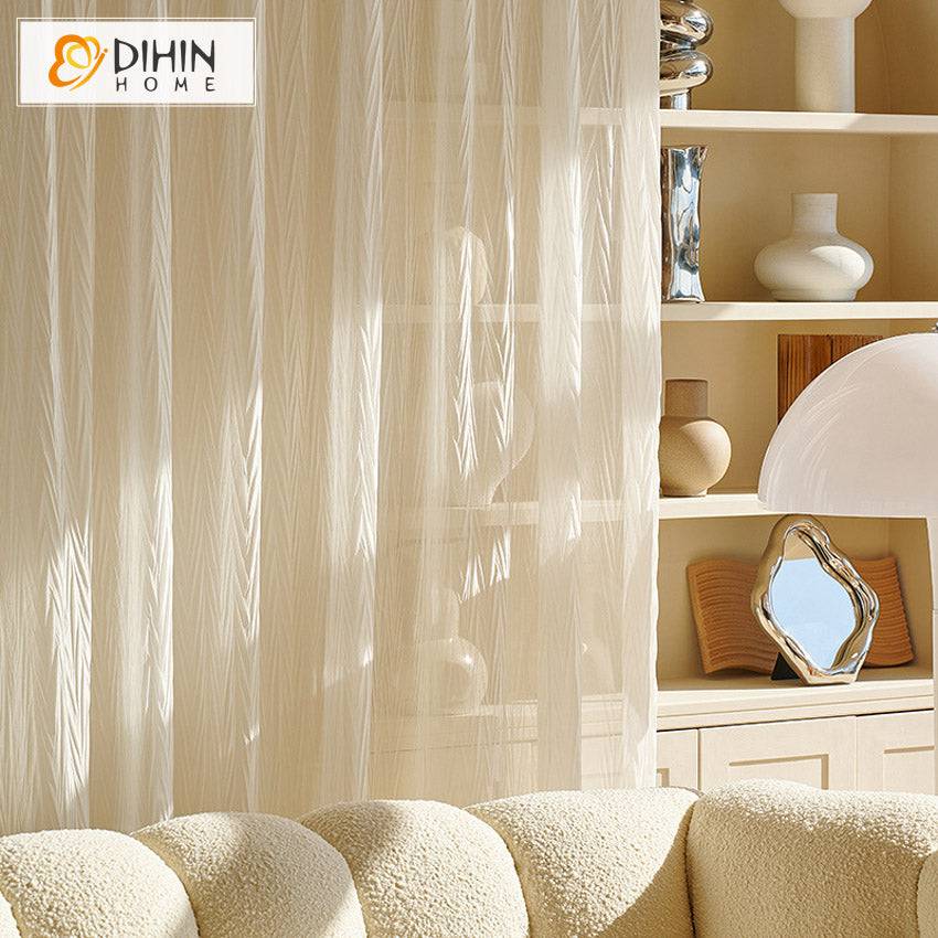 DIHIN HOME Luxury Waves Pattern White Color,Grommet Window Sheer Curtain for Living Room ,52x63-inch,1 Panel Roman Shades Curtains Window Blinds custom curtains blackout curtains curtains for living room sheer curtains curtain fabric linen curtains kitchen curtains velvet curtains pinch pleat curtains bay window curtains outdoor curtains pleated curtains floral curtains dining room curtains kitchen valances drapes for bedroom patio curtains nursery curtains grommet curtains