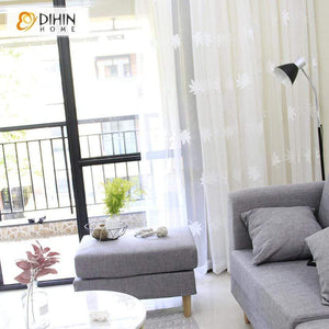 DIHIN HOME Maple Leaves Embroidered Sheer Curtain,Blackout Grommet Window Curtain for Living Room ,52x63-inch,1 Panel Roman Shades Curtains Window Blinds custom curtains blackout curtains curtains for living room sheer curtains curtain fabric linen curtains kitchen curtains velvet curtains pinch pleat curtains bay window curtains outdoor curtains pleated curtains floral curtains dining room curtains kitchen valances drapes for bedroom patio curtains nursery curtains grommet curtains