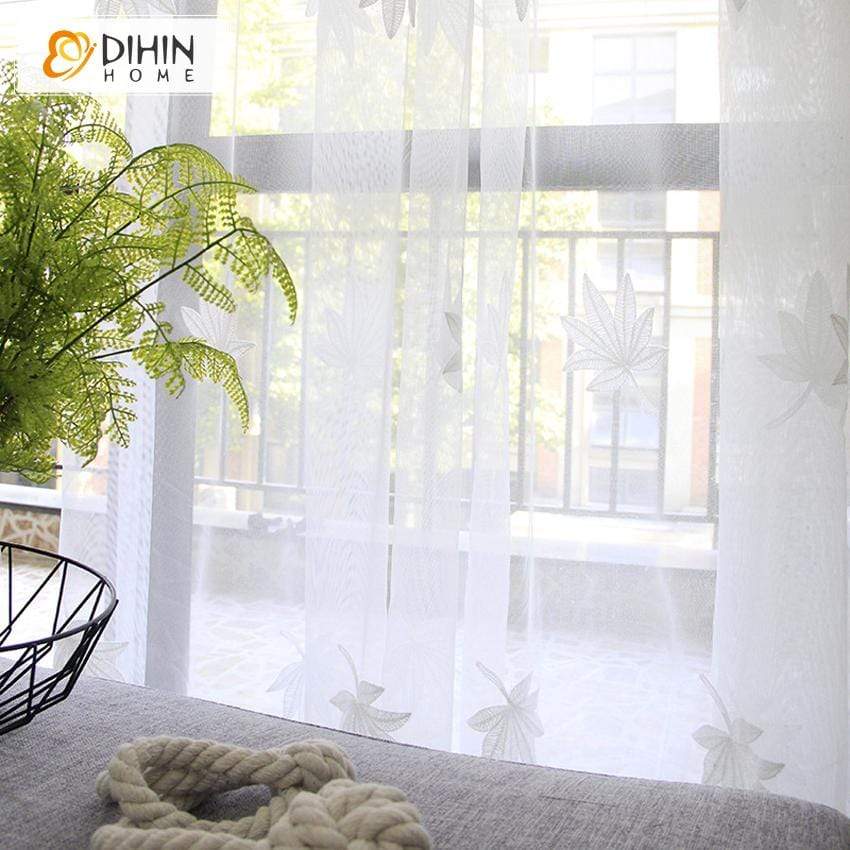 DIHIN HOME Maple Leaves Embroidered Sheer Curtain,Blackout Grommet Window Curtain for Living Room ,52x63-inch,1 Panel Roman Shades Curtains Window Blinds custom curtains blackout curtains curtains for living room sheer curtains curtain fabric linen curtains kitchen curtains velvet curtains pinch pleat curtains bay window curtains outdoor curtains pleated curtains floral curtains dining room curtains kitchen valances drapes for bedroom patio curtains nursery curtains grommet curtains