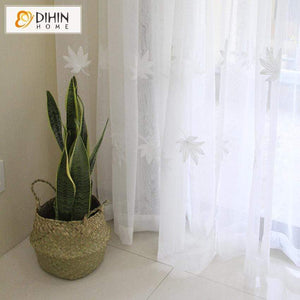 DIHIN HOME Maple Leaves Embroidered Sheer Curtain,Blackout Grommet Window Curtain for Living Room ,52x63-inch,1 Panel Roman Shades Curtains Window Blinds custom curtains blackout curtains curtains for living room sheer curtains curtain fabric linen curtains kitchen curtains velvet curtains pinch pleat curtains bay window curtains outdoor curtains pleated curtains floral curtains dining room curtains kitchen valances drapes for bedroom patio curtains nursery curtains grommet curtains