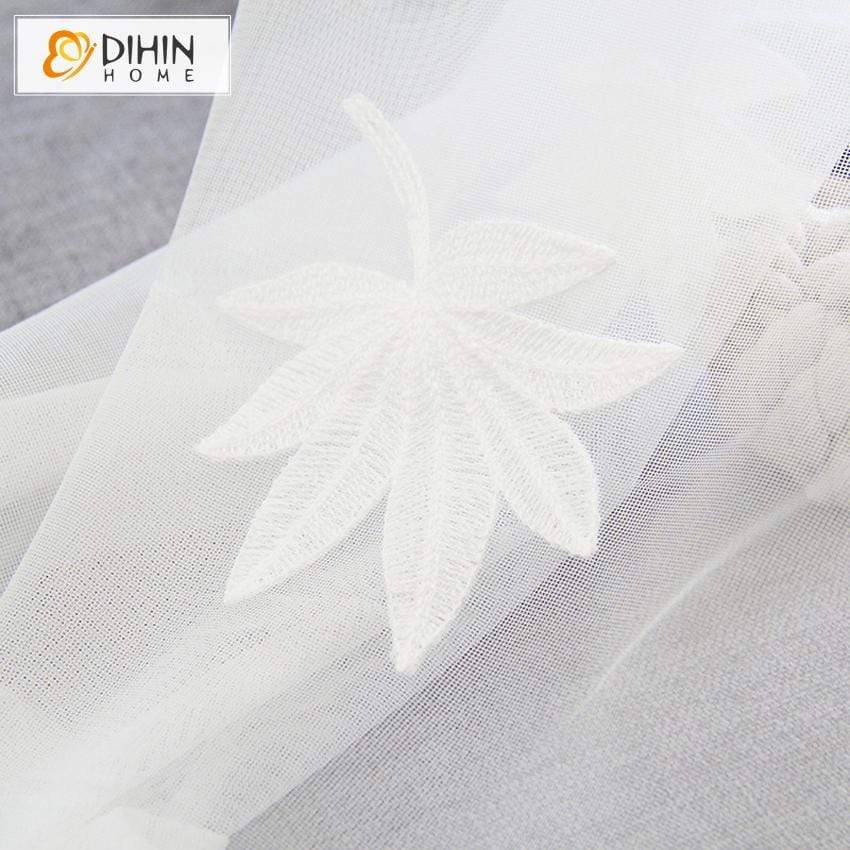 DIHIN HOME Maple Leaves Embroidered Sheer Curtain,Blackout Grommet Window Curtain for Living Room ,52x63-inch,1 Panel Roman Shades Curtains Window Blinds custom curtains blackout curtains curtains for living room sheer curtains curtain fabric linen curtains kitchen curtains velvet curtains pinch pleat curtains bay window curtains outdoor curtains pleated curtains floral curtains dining room curtains kitchen valances drapes for bedroom patio curtains nursery curtains grommet curtains