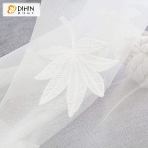 DIHIN HOME Maple Leaves Embroidered Sheer Curtain,Blackout Grommet Window Curtain for Living Room ,52x63-inch,1 Panel Roman Shades Curtains Window Blinds custom curtains blackout curtains curtains for living room sheer curtains curtain fabric linen curtains kitchen curtains velvet curtains pinch pleat curtains bay window curtains outdoor curtains pleated curtains floral curtains dining room curtains kitchen valances drapes for bedroom patio curtains nursery curtains grommet curtains