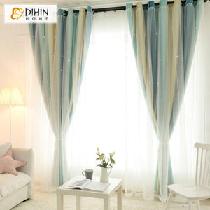 DIHIN HOME Modern 3 Colors Gradient Stripe Double Layer Curtain With White Lace,Blackout Curtains Grommet Window Curtain for Living Room ,52x84-inch,1 Panel Roman Shades Curtains Window Blinds custom curtains blackout curtains curtains for living room sheer curtains curtain fabric linen curtains kitchen curtains velvet curtains pinch pleat curtains bay window curtains outdoor curtains pleated curtains floral curtains dining room curtains kitchen valances drapes for bedroom patio curtains nursery curtains gr