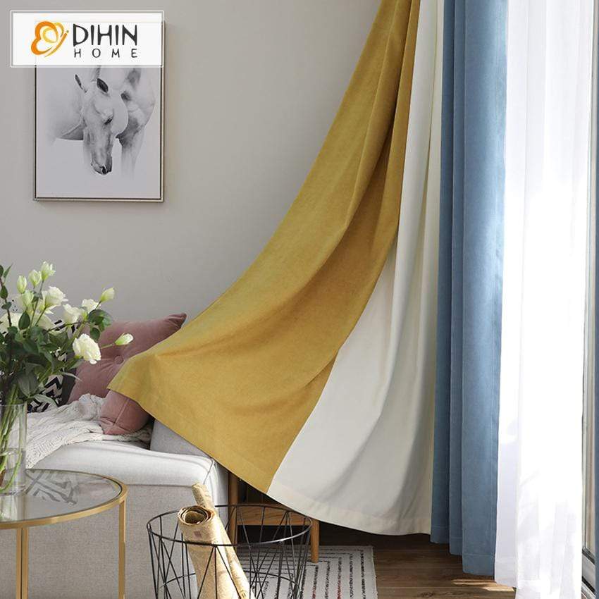 DIHIN HOME Modern 3 Colors Spliced Curtains，Blackout Grommet Window Curtain for Living Room ,52x63-inch,1 Panel Roman Shades Curtains Window Blinds custom curtains blackout curtains curtains for living room sheer curtains curtain fabric linen curtains kitchen curtains velvet curtains pinch pleat curtains bay window curtains outdoor curtains pleated curtains floral curtains dining room curtains kitchen valances drapes for bedroom patio curtains nursery curtains grommet curtains
