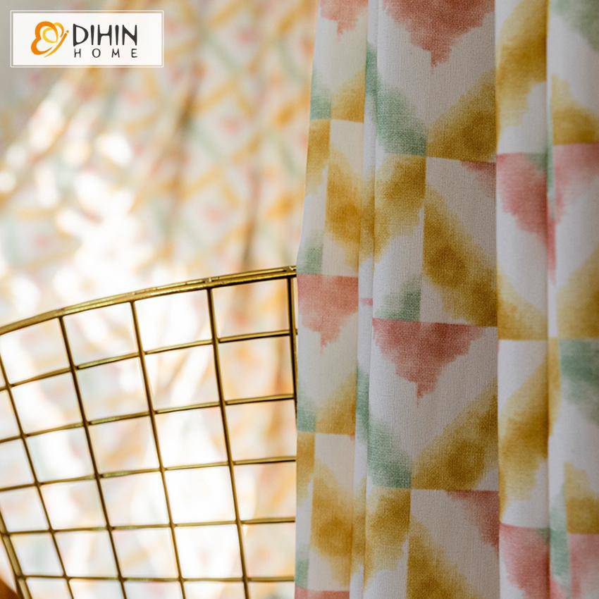 DIHIN HOME Modern Abstract Geometric Prined Curtain,Blackout Curtains Grommet Window Curtain for Living Room ,52x84-inch,1 Panel Curtains custom curtains blackout curtains curtains for living room curtain fabric linen curtains