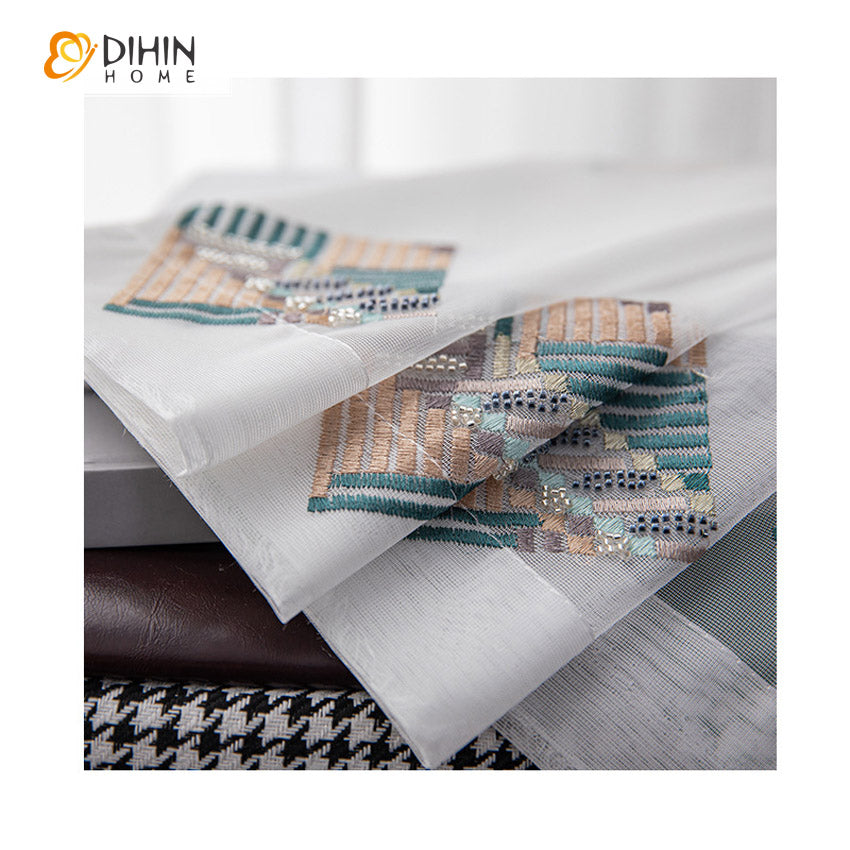 DIHIN HOME Modern Abstract Geometric Sheer Curtain, Grommet Window Curtain for Living Room ,52x63-inch,1 Panel Roman Shades Curtains Window Blinds custom curtains blackout curtains curtains for living room sheer curtains curtain fabric linen curtains kitchen curtains velvet curtains pinch pleat curtains bay window curtains outdoor curtains pleated curtains floral curtains dining room curtains kitchen valances drapes for bedroom patio curtains nursery curtains grommet curtains