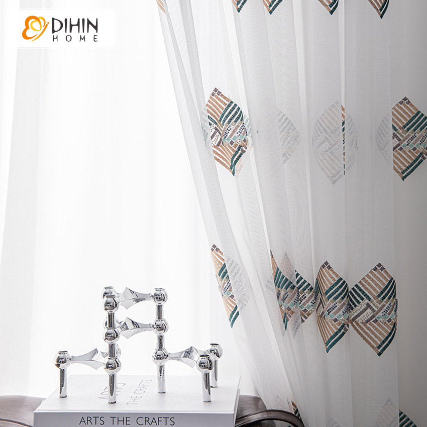 DIHIN HOME Modern Abstract Geometric Sheer Curtain, Grommet Window Curtain for Living Room ,52x63-inch,1 Panel Roman Shades Curtains Window Blinds custom curtains blackout curtains curtains for living room sheer curtains curtain fabric linen curtains kitchen curtains velvet curtains pinch pleat curtains bay window curtains outdoor curtains pleated curtains floral curtains dining room curtains kitchen valances drapes for bedroom patio curtains nursery curtains grommet curtains