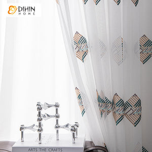 DIHIN HOME Modern Abstract Geometric Sheer Curtain, Grommet Window Curtain for Living Room ,52x63-inch,1 Panel Roman Shades Curtains Window Blinds custom curtains blackout curtains curtains for living room sheer curtains curtain fabric linen curtains kitchen curtains velvet curtains pinch pleat curtains bay window curtains outdoor curtains pleated curtains floral curtains dining room curtains kitchen valances drapes for bedroom patio curtains nursery curtains grommet curtains