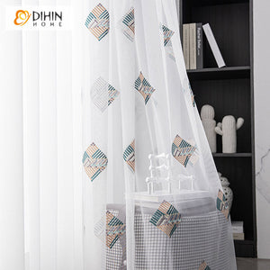 DIHIN HOME Modern Abstract Geometric Sheer Curtain, Grommet Window Curtain for Living Room ,52x63-inch,1 Panel Roman Shades Curtains Window Blinds custom curtains blackout curtains curtains for living room sheer curtains curtain fabric linen curtains kitchen curtains velvet curtains pinch pleat curtains bay window curtains outdoor curtains pleated curtains floral curtains dining room curtains kitchen valances drapes for bedroom patio curtains nursery curtains grommet curtains