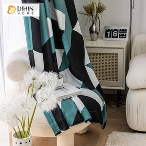 DIHIN HOME Modern Abstract Geometric Triangle Printed Curtains,Grommet Window Curtain for Living Room,52x63-inch,1 Panel Roman Shades Curtains Window Blinds custom curtains blackout curtains curtains for living room sheer curtains curtain fabric linen curtains kitchen curtains velvet curtains pinch pleat curtains bay window curtains outdoor curtains pleated curtains floral curtains dining room curtains kitchen valances drapes for bedroom patio curtains nursery curtains grommet curtains