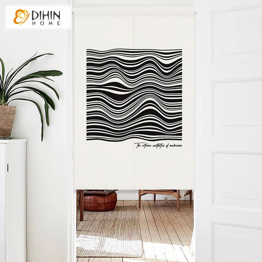 DIHIN HOME Modern Abstract Lines Printed Japanese Noren Doorway Curtain Tapestry,Cotton Linen,Door Way Curtain Door Hanging Tapestry,33.5''Wx59''L,1 Panel Roman Shades Window Curtains Curtains Window Blinds Curtains Drapes linen drapery curtains and drapes windows drapes custom curtains blackout curtains curtains for living room window shades sheer curtains curtain fabric window treatments custom drapery