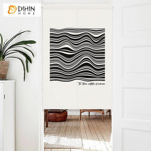 DIHIN HOME Modern Abstract Lines Printed Japanese Noren Doorway Curtain Tapestry,Cotton Linen,Door Way Curtain Door Hanging Tapestry,33.5''Wx59''L,1 Panel Roman Shades Window Curtains Curtains Window Blinds Curtains Drapes linen drapery curtains and drapes windows drapes custom curtains blackout curtains curtains for living room window shades sheer curtains curtain fabric window treatments custom drapery