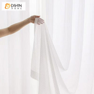 DIHIN HOME Modern Abstract White Striped Sheer Curtains,Grommet Window Curtain for Living Room ,52x63-inch,1 Panel Roman Shades Curtains Window Blinds custom curtains blackout curtains curtains for living room sheer curtains curtain fabric linen curtains kitchen curtains velvet curtains pinch pleat curtains bay window curtains outdoor curtains pleated curtains floral curtains dining room curtains kitchen valances drapes for bedroom patio curtains nursery curtains grommet curtains