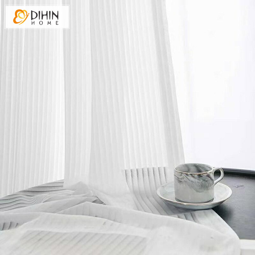 DIHIN HOME Modern Abstract White Striped Sheer Curtains,Grommet Window Curtain for Living Room ,52x63-inch,1 Panel Roman Shades Curtains Window Blinds custom curtains blackout curtains curtains for living room sheer curtains curtain fabric linen curtains kitchen curtains velvet curtains pinch pleat curtains bay window curtains outdoor curtains pleated curtains floral curtains dining room curtains kitchen valances drapes for bedroom patio curtains nursery curtains grommet curtains