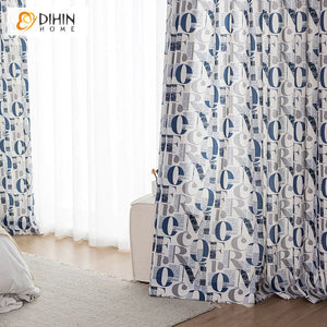 DIHIN HOME Modern Alphabet Printed,Blackout Grommet Window Curtain for Living Room,1 Panel Roman Shades Curtains Window Blinds custom curtains blackout curtains curtains for living room sheer curtains curtain fabric linen curtains kitchen curtains velvet curtains pinch pleat curtains bay window curtains outdoor curtains pleated curtains floral curtains dining room curtains kitchen valances drapes for bedroom patio curtains nursery curtains grommet curtains
