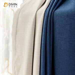 DIHIN HOME Modern Beige and Blue Cotton Linen Blackout Stitching Curtains,Grommet Window Curtain for Living Room ,52x63-inch,1 Panel Roman Shades Curtains Window Blinds custom curtains blackout curtains curtains for living room sheer curtains curtain fabric linen curtains kitchen curtains velvet curtains pinch pleat curtains bay window curtains outdoor curtains pleated curtains floral curtains dining room curtains kitchen valances drapes for bedroom patio curtains nursery curtains grommet curtains