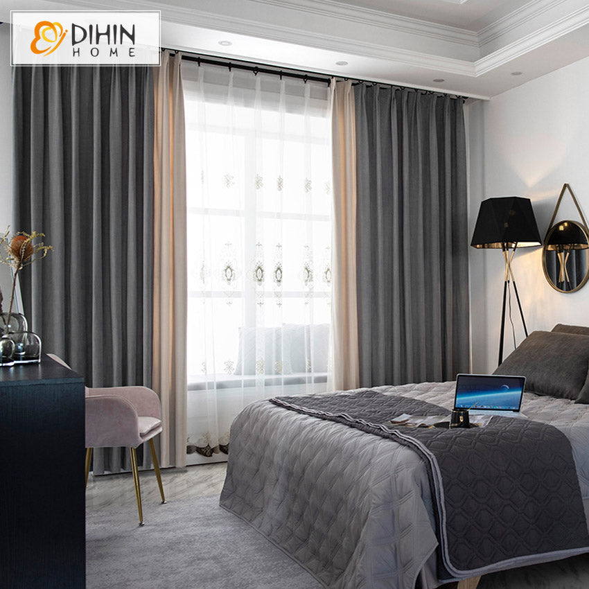 DIHIN HOME Modern Beige and Grey Color,Blackout Curtains Grommet Window Curtain for Living Room ,52x63-inch,1 Panel Roman Shades Curtains Window Blinds custom curtains blackout curtains curtains for living room sheer curtains curtain fabric linen curtains kitchen curtains velvet curtains pinch pleat curtains bay window curtains outdoor curtains pleated curtains floral curtains dining room curtains kitchen valances drapes for bedroom patio curtains nursery curtains grommet curtains