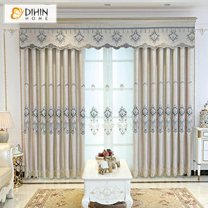 DIHIN HOME Modern Beige Jacquard Embroidered Curtains Customzied Valance ,Blackout Curtains Grommet Window Curtain for Living Room ,52x84-inch,1 Panel Roman Shades Curtains Window Blinds custom curtains blackout curtains curtains for living room sheer curtains curtain fabric linen curtains kitchen curtains velvet curtains pinch pleat curtains bay window curtains outdoor curtains pleated curtains floral curtains dining room curtains kitchen valances drapes for bedroom patio curtains nursery curtains grommet 