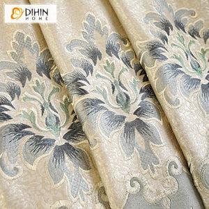 DIHIN HOME Modern Beige Jacquard Embroidered Curtains Customzied Valance ,Blackout Curtains Grommet Window Curtain for Living Room ,52x84-inch,1 Panel Roman Shades Curtains Window Blinds custom curtains blackout curtains curtains for living room sheer curtains curtain fabric linen curtains kitchen curtains velvet curtains pinch pleat curtains bay window curtains outdoor curtains pleated curtains floral curtains dining room curtains kitchen valances drapes for bedroom patio curtains nursery curtains grommet 