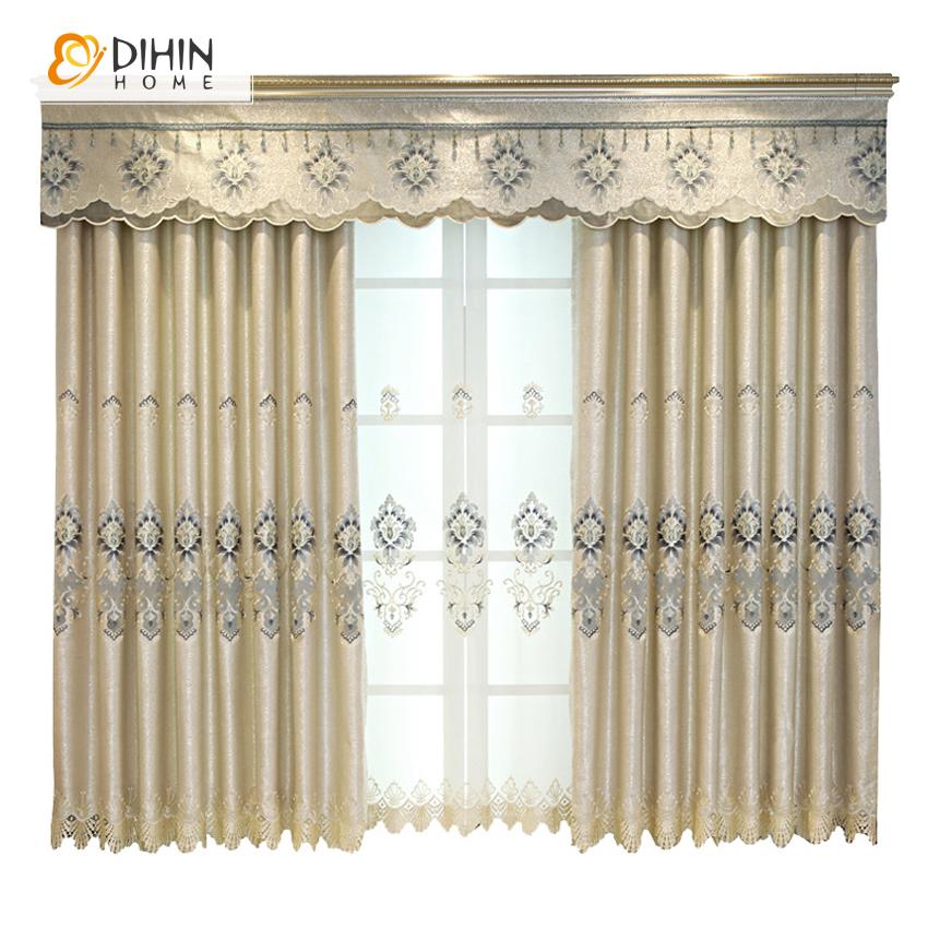 DIHIN HOME Modern Beige Jacquard Embroidered Curtains Customzied Valance ,Blackout Curtains Grommet Window Curtain for Living Room ,52x84-inch,1 Panel Roman Shades Curtains Window Blinds custom curtains blackout curtains curtains for living room sheer curtains curtain fabric linen curtains kitchen curtains velvet curtains pinch pleat curtains bay window curtains outdoor curtains pleated curtains floral curtains dining room curtains kitchen valances drapes for bedroom patio curtains nursery curtains grommet 