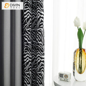 DIHIN HOME Modern Black and White Zebra Texture Jacquard,Blackout Grommet Window Curtain for Living Room ,52x63-inch,1 Panel Roman Shades Curtains Window Blinds custom curtains blackout curtains curtains for living room sheer curtains curtain fabric linen curtains kitchen curtains velvet curtains pinch pleat curtains bay window curtains outdoor curtains pleated curtains floral curtains dining room curtains kitchen valances drapes for bedroom patio curtains nursery curtains grommet curtains