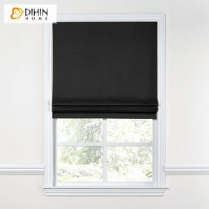 DIHIN HOME Modern Black Color Roman Shades ,Easy Install Washable Curtains ,Customized Window Curtain Drape, 24"W X 64"H Roman Shades Curtains Window Blinds custom curtains blackout curtains curtains for living room sheer curtains curtain fabric linen curtains kitchen curtains velvet curtains pinch pleat curtains bay window curtains outdoor curtains pleated curtains floral curtains dining room curtains kitchen valances drapes for bedroom patio curtains nursery curtains grommet curtains