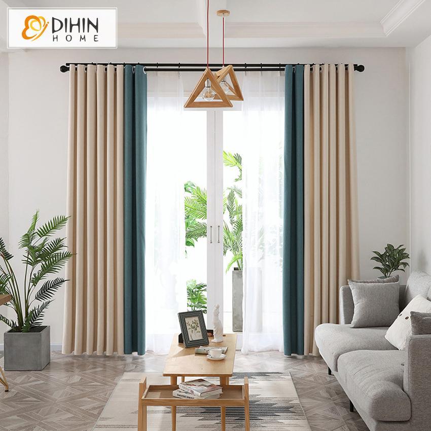 DIHIN HOME Modern Blackout Pure Color Spliced Curtains，Blackout Grommet Window Curtain for Living Room ,52x63-inch,1 Panel Roman Shades Curtains Window Blinds custom curtains blackout curtains curtains for living room sheer curtains curtain fabric linen curtains kitchen curtains velvet curtains pinch pleat curtains bay window curtains outdoor curtains pleated curtains floral curtains dining room curtains kitchen valances drapes for bedroom patio curtains nursery curtains grommet curtains