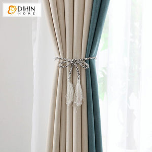 DIHIN HOME Modern Blackout Pure Color Spliced Curtains，Blackout Grommet Window Curtain for Living Room ,52x63-inch,1 Panel Roman Shades Curtains Window Blinds custom curtains blackout curtains curtains for living room sheer curtains curtain fabric linen curtains kitchen curtains velvet curtains pinch pleat curtains bay window curtains outdoor curtains pleated curtains floral curtains dining room curtains kitchen valances drapes for bedroom patio curtains nursery curtains grommet curtains
