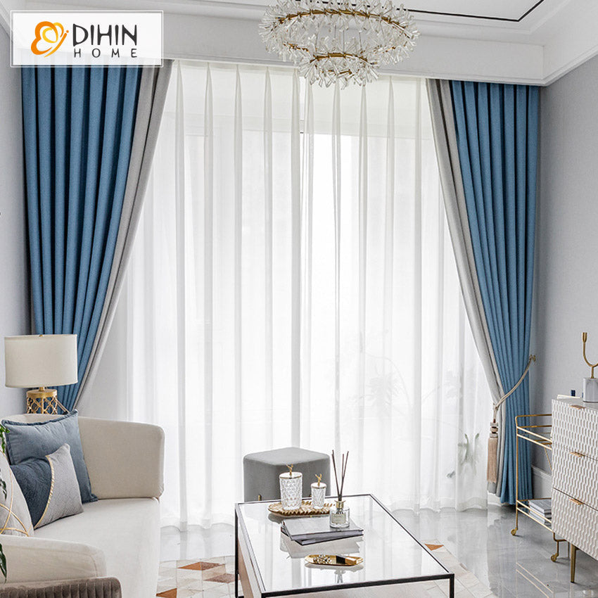 DIHIN HOME Modern Blue and Grey Color,Blackout Curtains Grommet Window Curtain for Living Room ,52x63-inch,1 Panel Roman Shades Curtains Window Blinds custom curtains blackout curtains curtains for living room sheer curtains curtain fabric linen curtains kitchen curtains velvet curtains pinch pleat curtains bay window curtains outdoor curtains pleated curtains floral curtains dining room curtains kitchen valances drapes for bedroom patio curtains nursery curtains grommet curtains