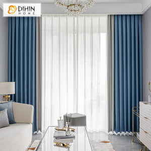 DIHIN HOME Modern Blue and Grey Color,Blackout Curtains Grommet Window Curtain for Living Room ,52x63-inch,1 Panel Roman Shades Curtains Window Blinds custom curtains blackout curtains curtains for living room sheer curtains curtain fabric linen curtains kitchen curtains velvet curtains pinch pleat curtains bay window curtains outdoor curtains pleated curtains floral curtains dining room curtains kitchen valances drapes for bedroom patio curtains nursery curtains grommet curtains