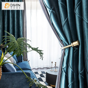 DIHIN HOME Modern Blue and Grey Color Jacquard,Blackout Curtains Grommet Window Curtain for Living Room ,52x84-inch,1 Panel Roman Shades Curtains Window Blinds custom curtains blackout curtains curtains for living room sheer curtains curtain fabric linen curtains kitchen curtains velvet curtains pinch pleat curtains bay window curtains outdoor curtains pleated curtains floral curtains dining room curtains kitchen valances drapes for bedroom patio curtains nursery curtains grommet curtains