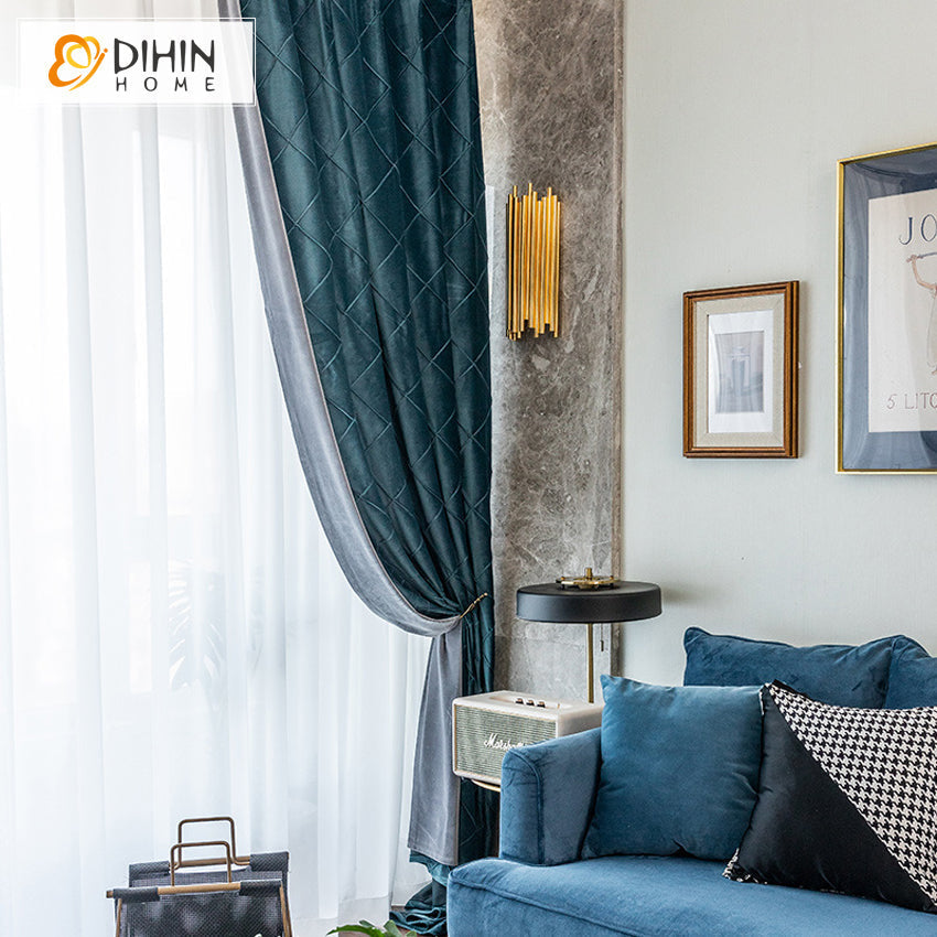 DIHIN HOME Modern Blue and Grey Color Jacquard,Blackout Curtains Grommet Window Curtain for Living Room ,52x84-inch,1 Panel Roman Shades Curtains Window Blinds custom curtains blackout curtains curtains for living room sheer curtains curtain fabric linen curtains kitchen curtains velvet curtains pinch pleat curtains bay window curtains outdoor curtains pleated curtains floral curtains dining room curtains kitchen valances drapes for bedroom patio curtains nursery curtains grommet curtains