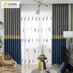 DIHIN HOME Modern Blue and Grey Embroidered Curtains,Grommet Window Curtain for Living Room,52x63-inch,1 Panel Roman Shades Curtains Window Blinds custom curtains blackout curtains curtains for living room sheer curtains curtain fabric linen curtains kitchen curtains velvet curtains pinch pleat curtains bay window curtains outdoor curtains pleated curtains floral curtains dining room curtains kitchen valances drapes for bedroom patio curtains nursery curtains grommet curtains
