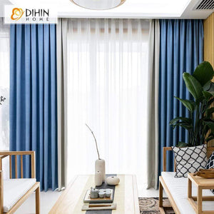 DIHIN HOME Modern Blue and Light Grey Spliced Curtains，Blackout Grommet Window Curtain for Living Room ,52x63-inch,1 Panel Roman Shades Curtains Window Blinds custom curtains blackout curtains curtains for living room sheer curtains curtain fabric linen curtains kitchen curtains velvet curtains pinch pleat curtains bay window curtains outdoor curtains pleated curtains floral curtains dining room curtains kitchen valances drapes for bedroom patio curtains nursery curtains grommet curtains