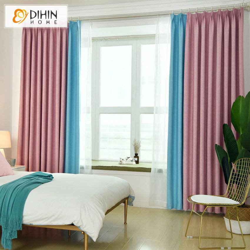 DIHIN HOME Modern Blue and Pink Curtains,Blackout Grommet Window Curtain for Living Room ,52x63-inch,1 Panel Roman Shades Curtains Window Blinds custom curtains blackout curtains curtains for living room sheer curtains curtain fabric linen curtains kitchen curtains velvet curtains pinch pleat curtains bay window curtains outdoor curtains pleated curtains floral curtains dining room curtains kitchen valances drapes for bedroom patio curtains nursery curtains grommet curtains