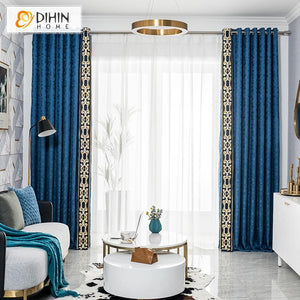 DIHIN HOME Modern Blue Color Blackout Curtain With Nice Lace ,Blackout Curtains Grommet Window Curtain for Living Room ,52x84-inch,1 Panel Roman Shades Curtains Window Blinds custom curtains blackout curtains curtains for living room sheer curtains curtain fabric linen curtains kitchen curtains velvet curtains pinch pleat curtains bay window curtains outdoor curtains pleated curtains floral curtains dining room curtains kitchen valances drapes for bedroom patio curtains nursery curtains grommet curtains