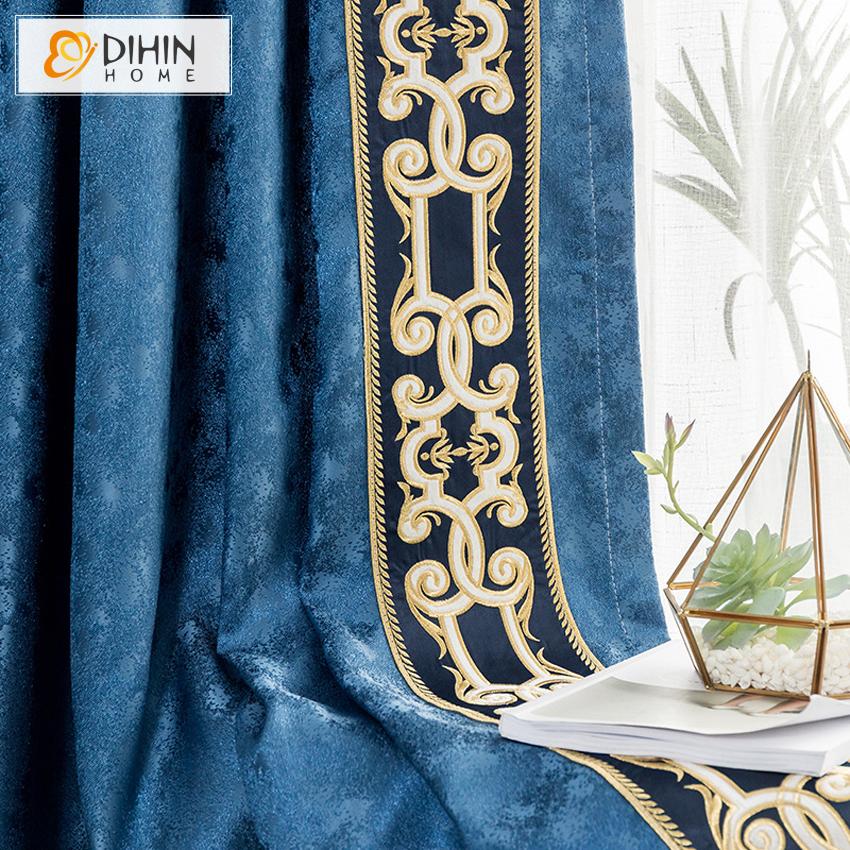 DIHIN HOME Modern Blue Color Blackout Curtain With Nice Lace ,Blackout Curtains Grommet Window Curtain for Living Room ,52x84-inch,1 Panel Roman Shades Curtains Window Blinds custom curtains blackout curtains curtains for living room sheer curtains curtain fabric linen curtains kitchen curtains velvet curtains pinch pleat curtains bay window curtains outdoor curtains pleated curtains floral curtains dining room curtains kitchen valances drapes for bedroom patio curtains nursery curtains grommet curtains