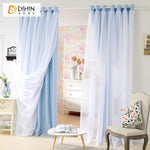 DIHIN HOME Modern Blue Color Customized Curtains With White Sheer Curtain Totgether,Blackout Grommet Window Curtain for Living Room ,52x63-inch,1 Panel Roman Shades Window Curtains Curtains Window Blinds Curtains Drapes linen drapery curtains and drapes windows drapes custom curtains blackout curtains curtains for living room window shades sheer curtains curtain fabric window treatments custom drapery