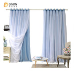 DIHIN HOME Modern Blue Color Customized Curtains With White Sheer Curtain Totgether,Blackout Grommet Window Curtain for Living Room ,52x63-inch,1 Panel Roman Shades Window Curtains Curtains Window Blinds Curtains Drapes linen drapery curtains and drapes windows drapes custom curtains blackout curtains curtains for living room window shades sheer curtains curtain fabric window treatments custom drapery