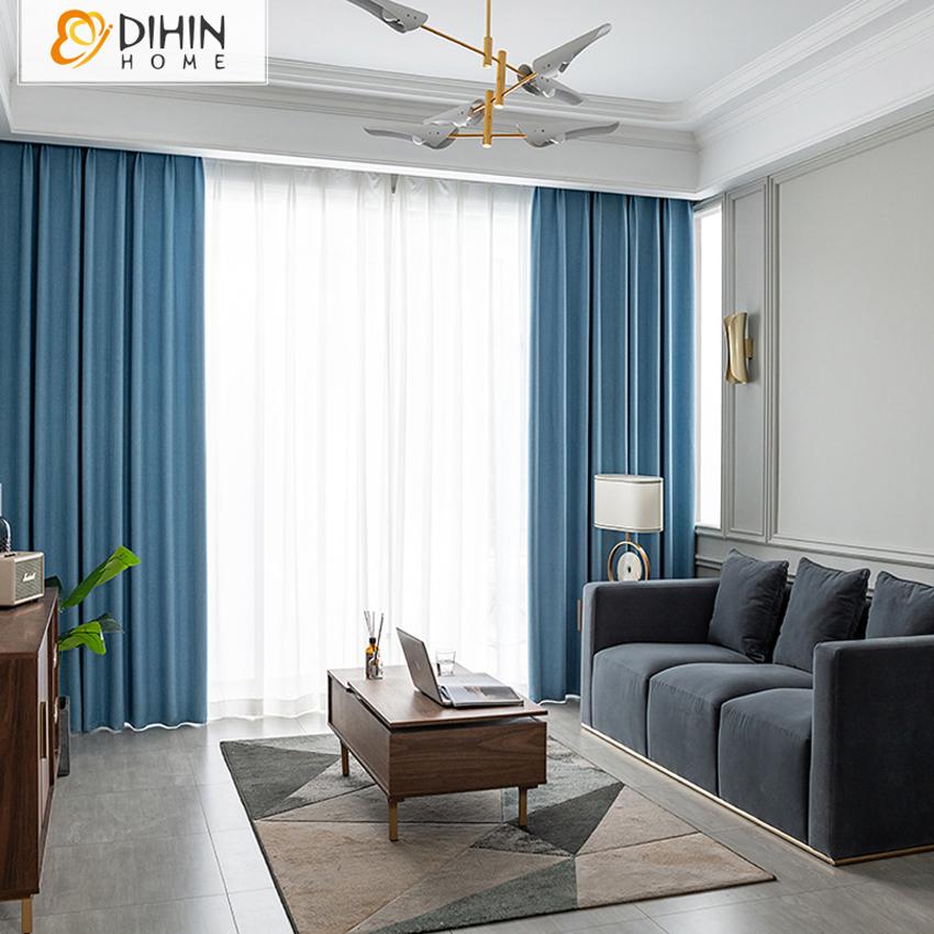 DIHIN HOME Modern Blue Color High Quality Curtains,Blackout Grommet Window Curtain for Living Room ,52x63-inch,1 Panel Roman Shades Curtains Window Blinds custom curtains blackout curtains curtains for living room sheer curtains curtain fabric linen curtains kitchen curtains velvet curtains pinch pleat curtains bay window curtains outdoor curtains pleated curtains floral curtains dining room curtains kitchen valances drapes for bedroom patio curtains nursery curtains grommet curtains