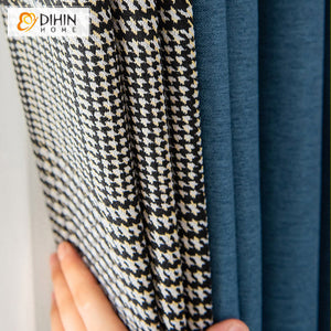 DIHIN HOME Modern Blue Color Houndstooth Stitching Curtain,Blackout Grommet Window Curtain for Living Room ,52x63-inch,1 Panel Roman Shades Curtains Window Blinds custom curtains blackout curtains curtains for living room sheer curtains curtain fabric linen curtains kitchen curtains velvet curtains pinch pleat curtains bay window curtains outdoor curtains pleated curtains floral curtains dining room curtains kitchen valances drapes for bedroom patio curtains nursery curtains grommet curtains