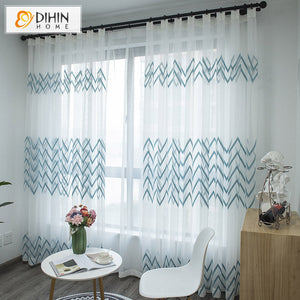 DIHIN HOME Modern Blue Color Striped,Grommet Window Sheer Curtain for Living Room ,52x63-inch,1 Panel Roman Shades Curtains Window Blinds custom curtains blackout curtains curtains for living room sheer curtains curtain fabric linen curtains kitchen curtains velvet curtains pinch pleat curtains bay window curtains outdoor curtains pleated curtains floral curtains dining room curtains kitchen valances drapes for bedroom patio curtains nursery curtains grommet curtains