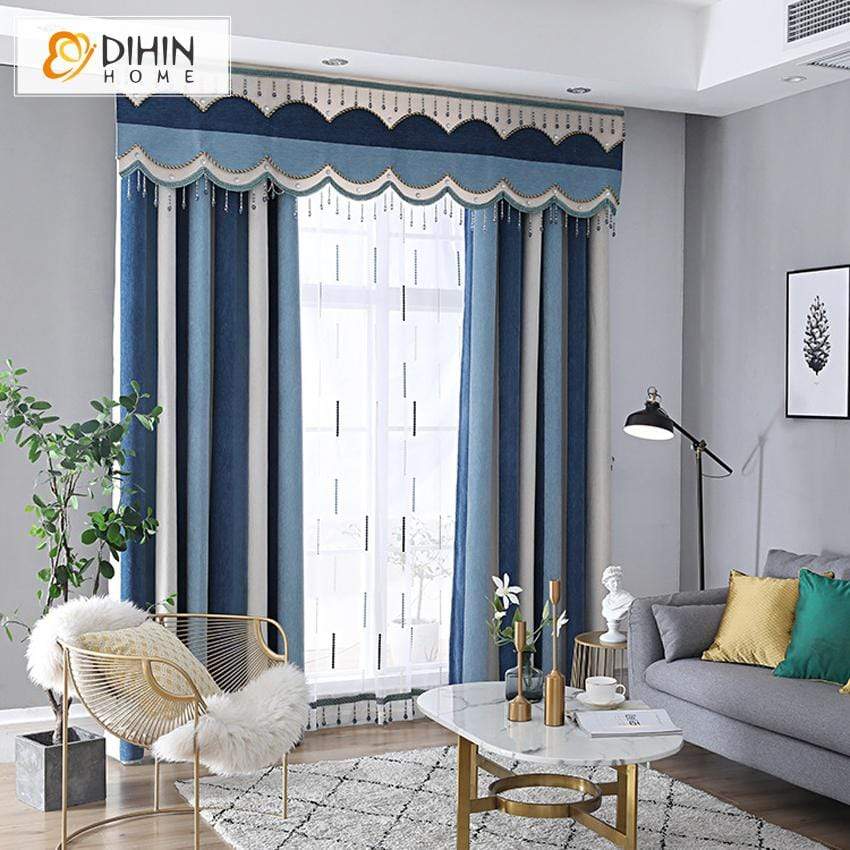 DIHIN HOME Modern Blue Color Striped Valance ,Blackout Curtains Grommet Window Curtain for Living Room ,52x84-inch,1 Panel Roman Shades Curtains Window Blinds custom curtains blackout curtains curtains for living room sheer curtains curtain fabric linen curtains kitchen curtains velvet curtains pinch pleat curtains bay window curtains outdoor curtains pleated curtains floral curtains dining room curtains kitchen valances drapes for bedroom patio curtains nursery curtains grommet curtains